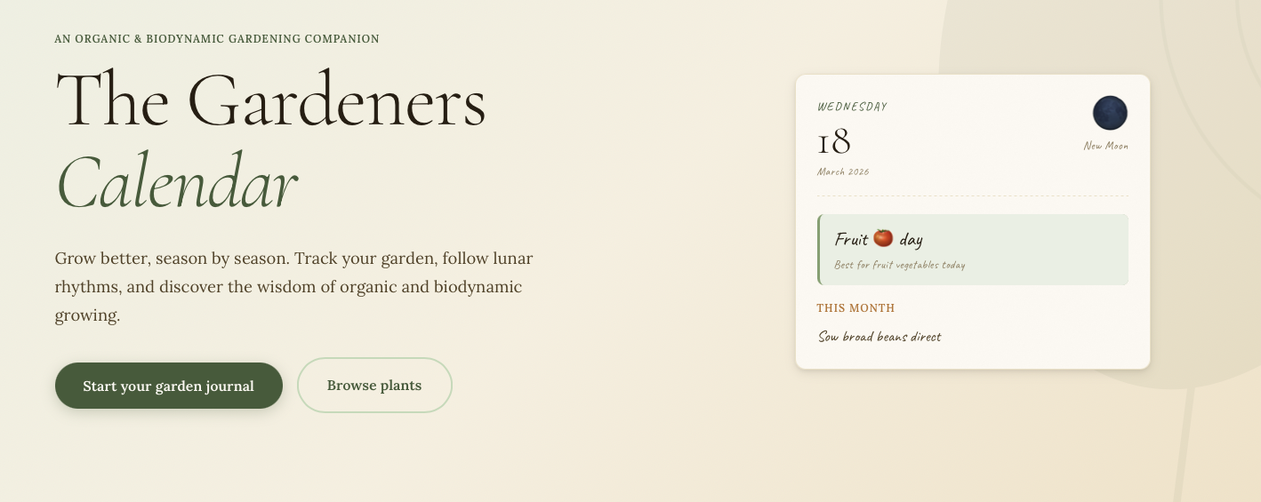 The Gardeners Calendar - home page hero