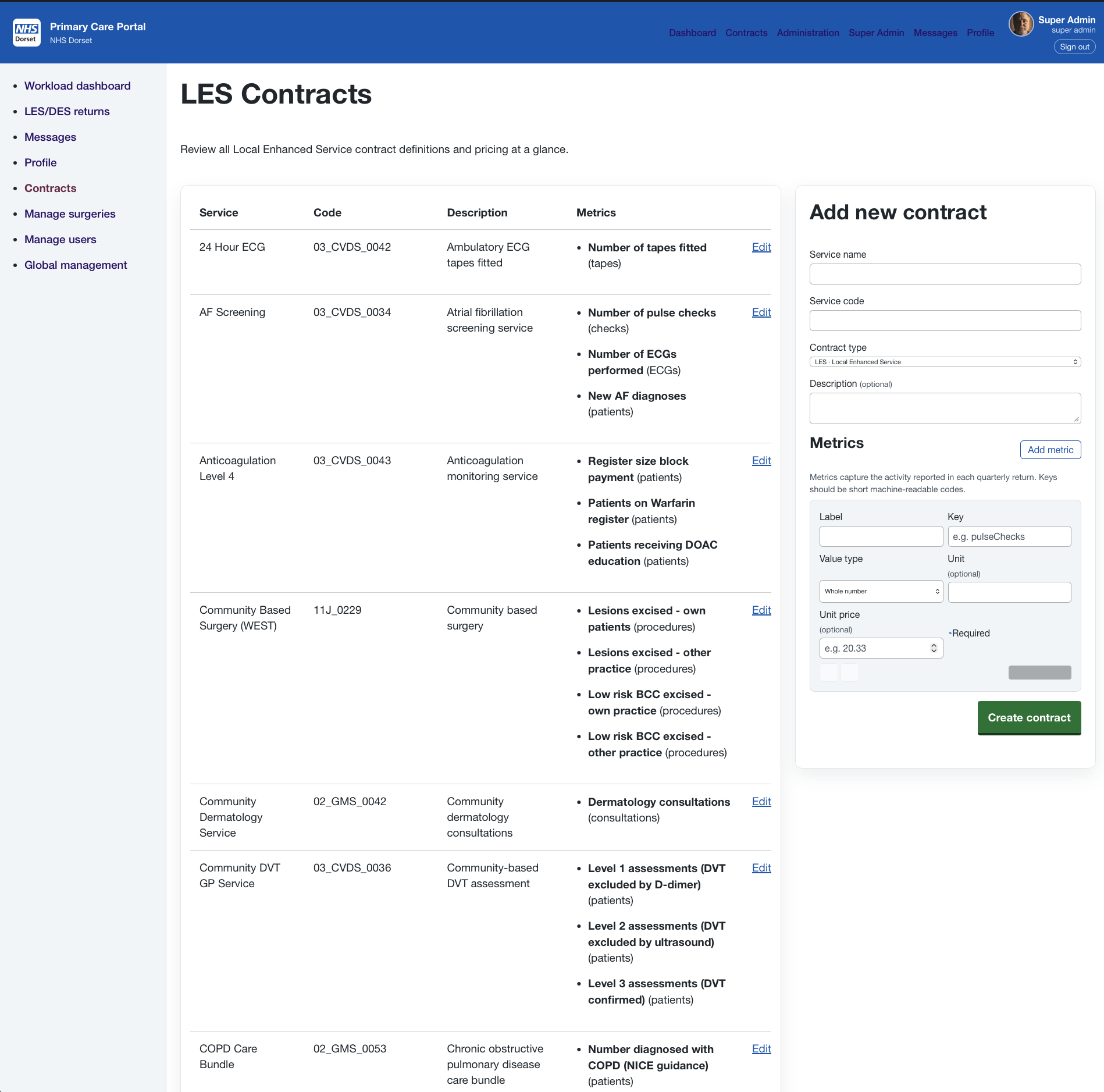 Primary Care Portal - contracts