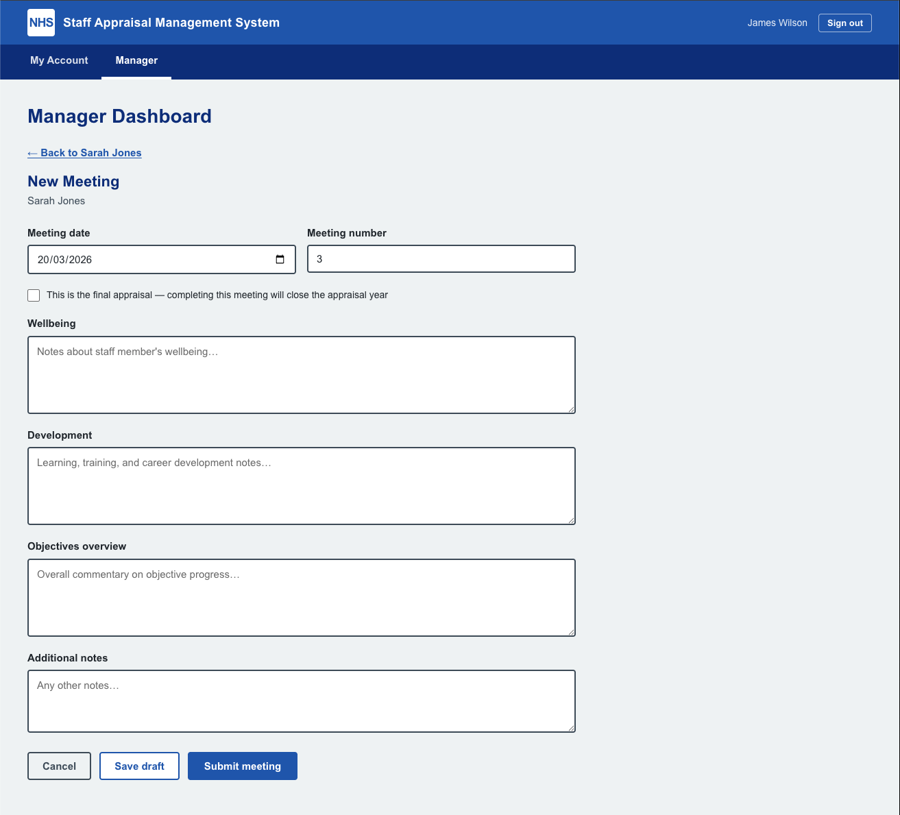 SAMS - New meeting form