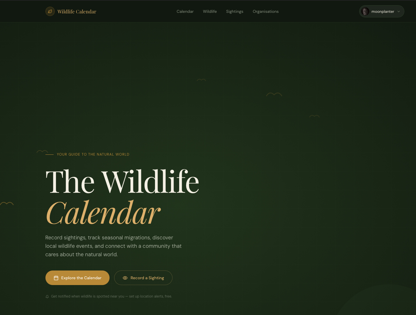 The Wildlife Calendar - home page hero